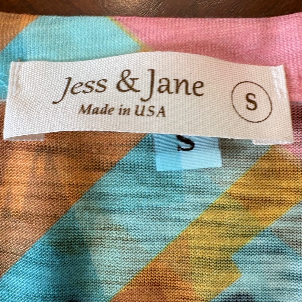 Jess & Jane T Shirt Dot Abstract Geometric Artsy Colorblock Small Multi Womens - Picture 2 of 11